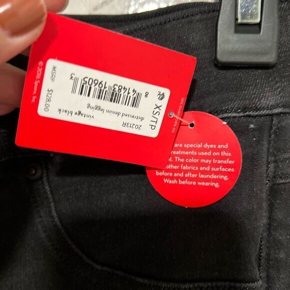 SPANX distressed denim legging, vintage black, size XS - Picture 5 of 13